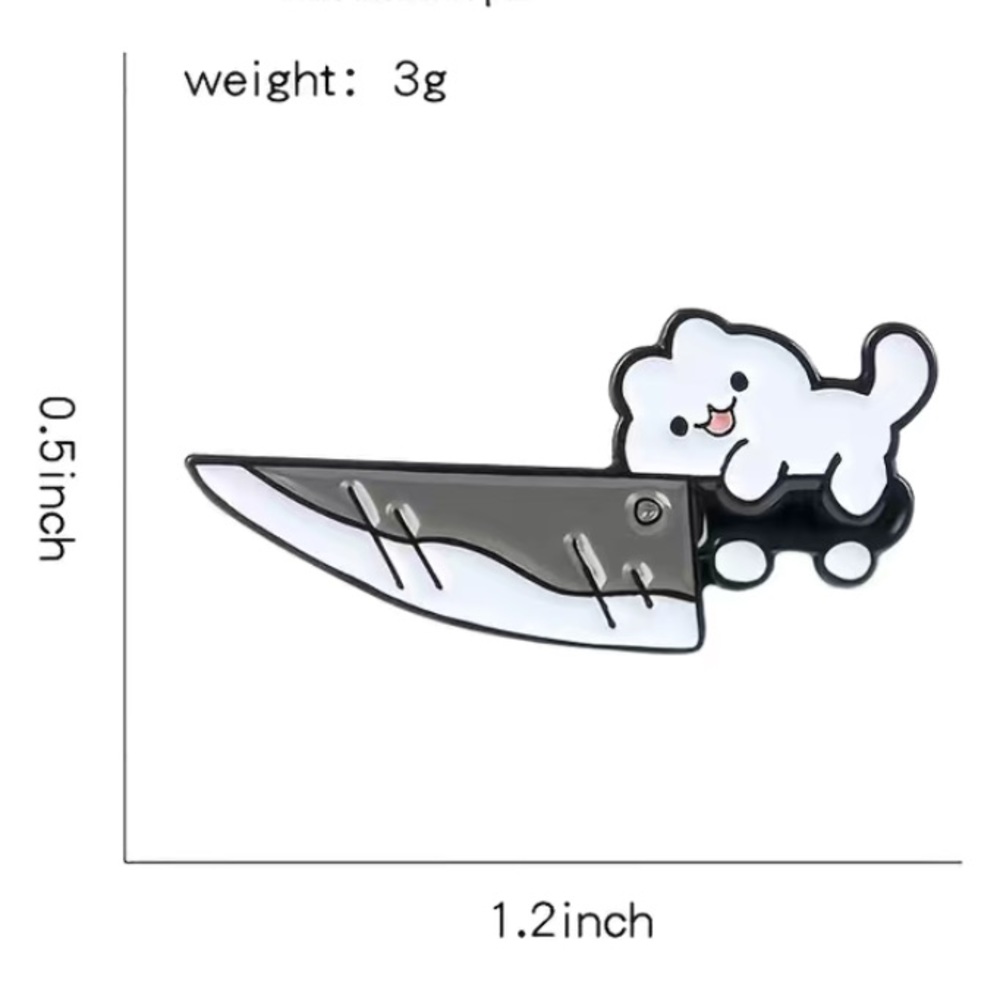 (3/$15) Cat With Knife Enamel Pin - Picture 3 of 3
